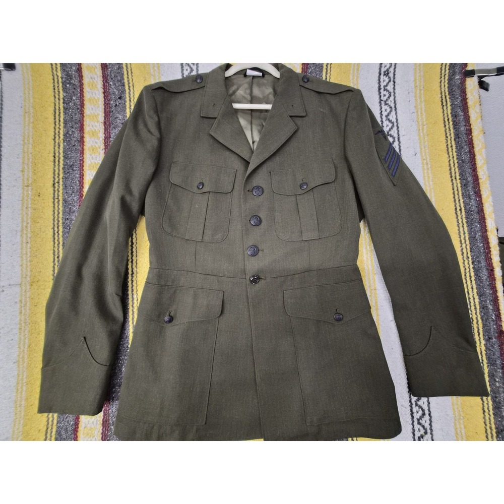 Vintage green military jacket blazer 48L Staff Sargent medical dept. specialist